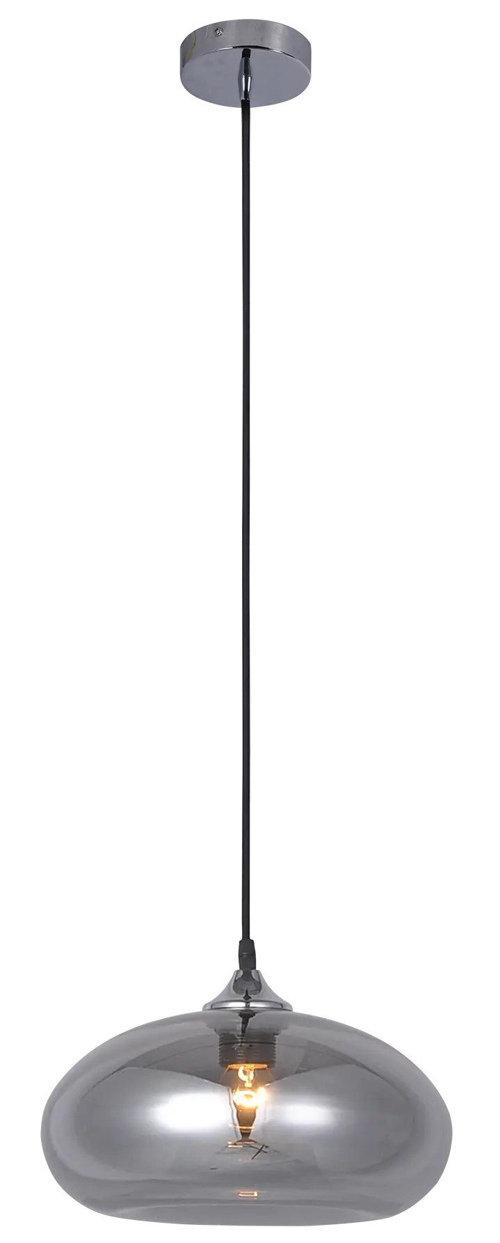 Fantasia Nismo hanglamp gerookt grijs glas, mat zwart metaal, 30 cm