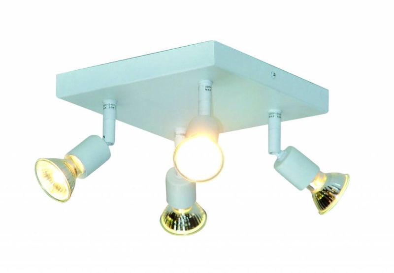 Fantasia Rune plafonnier carré GU10x4 bronze panneau en verre