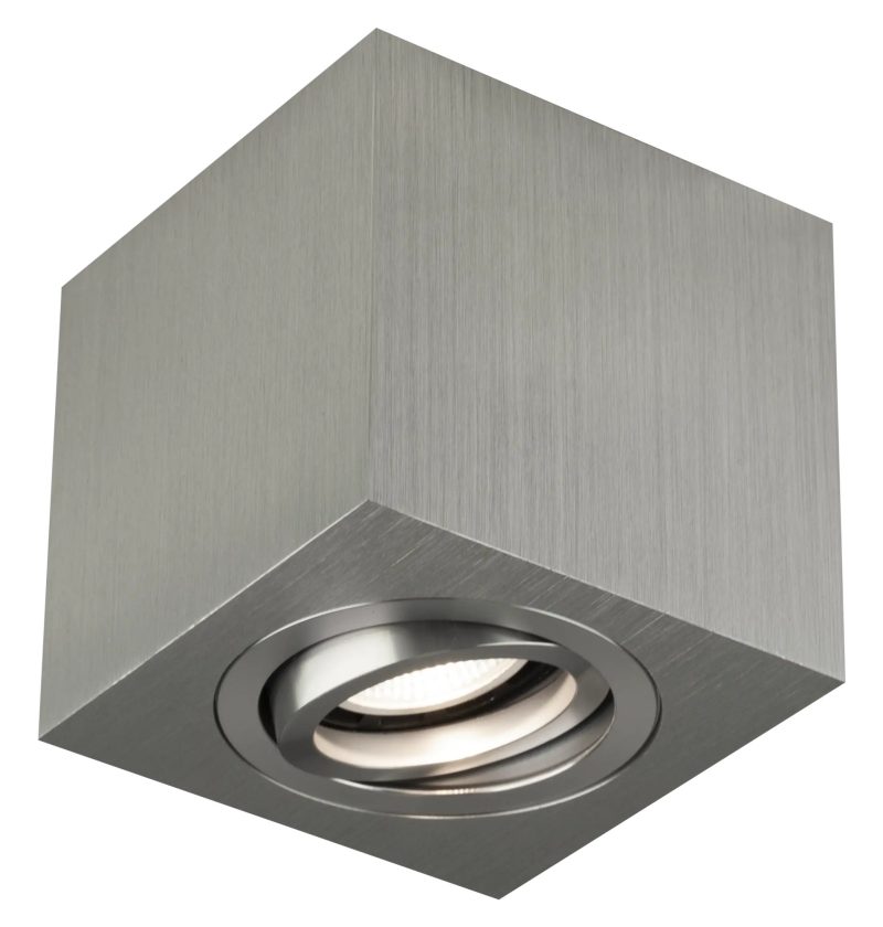 Fantasia Olala Deckenspot eckig GU10 90mm gebürstetes Grau Aluminium