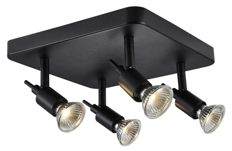Fantasia Sonar plafoniera 4 faretti GU10 nera, 4x5W LED dimmerabile