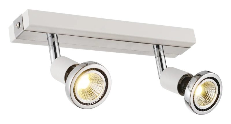 Fantasia Robus plafondlamp wit-chroom, 2x GU10 LED richtbaar
