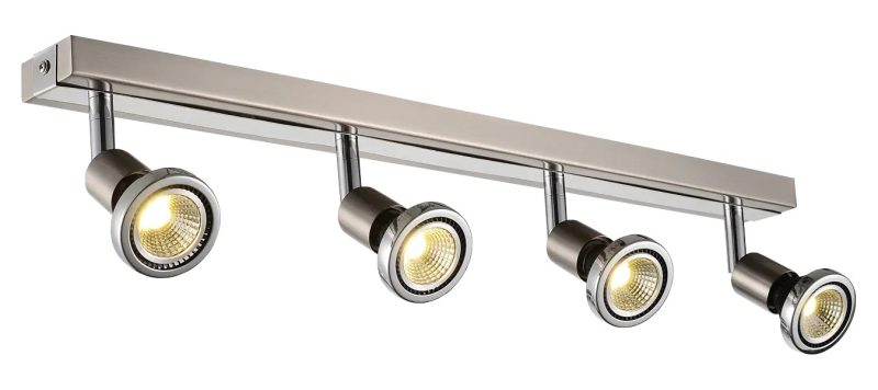 Fantasia Robus plafondlamp 4x GU10 LED dimbaar geborsteld staal-chroom