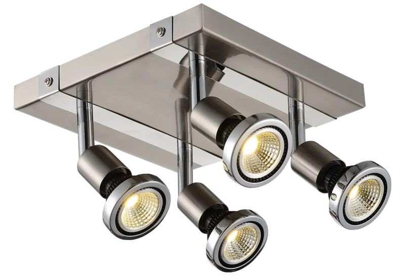 Fantasia Robus Deckenleuchte quadratisch 4x GU10 LED dimmbar Stahl-Chrom