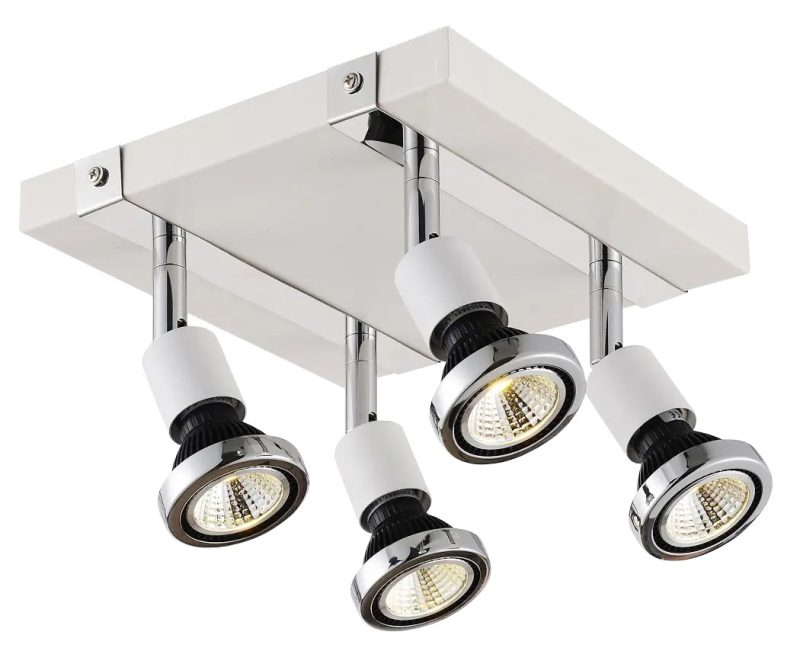 Fantasia Robus Deckenleuchte quadratisch weiß-chrom, 4x GU10 LED 5W dimmbar