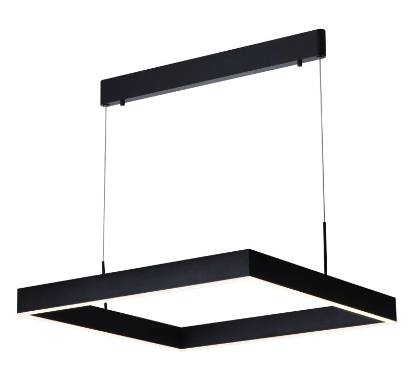 Fantasia Pure lampada a sospensione design quadrata LED 31W nera alluminio