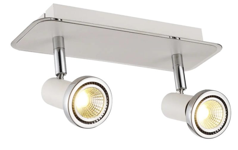 Fantasia Xzibit plafondlamp wit-chroom, 2x GU10 LED 5W dimbaar